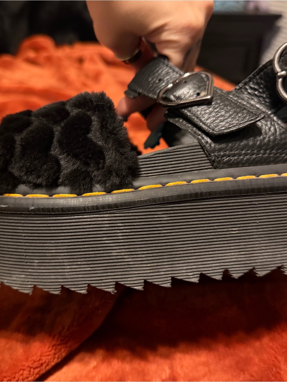 Doc Martens Voss Fluffy Faux Sandals - Picture 3 of 6